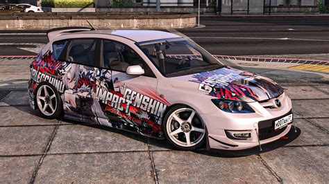 Itasha 2009 Mazda Speed 3 Genshin Impact Arlecchino Paintjob GTA5