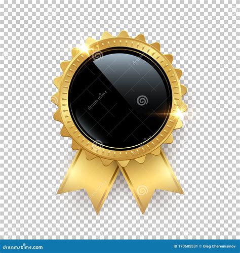 Golden Seal With Blank Black Copy Space Isolated Stock Vector