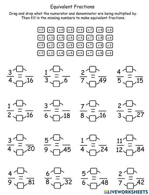 Equivalent Fractions Online Pdf Worksheet Live Worksheets