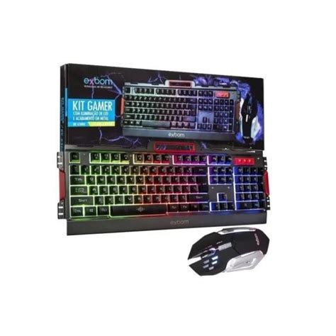 Kit Game Teclado Mouse Semimecanico Led Metal Bk G Preto Vcb Shop