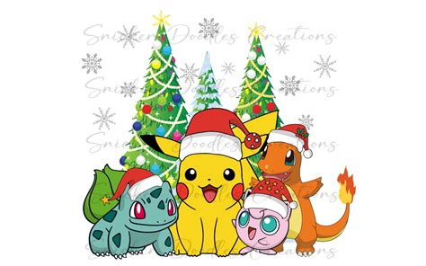 Pokemonchristmascharacterclipartdigital Download Etsy Uk