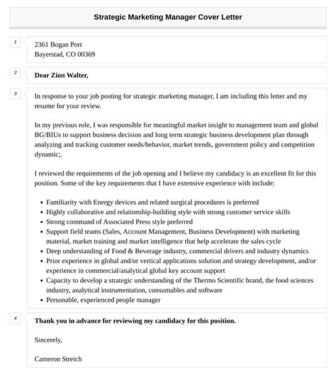 Strategic Marketing Manager Cover Letter Velvet Jobs