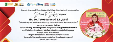 Dekan Segenap Sivitas Akademika Universitas Nasional Mengucapkan