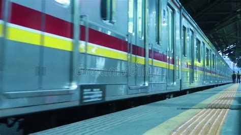 Indonesian Commuter Line Krl Train Passes Tebet Station South