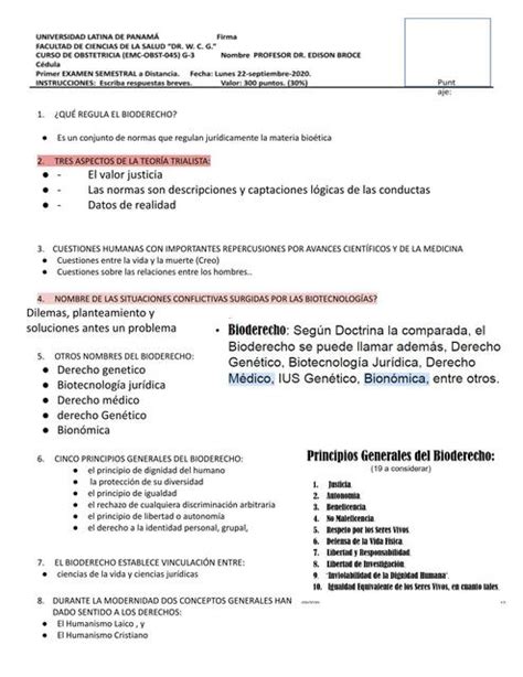 Examen Semestral Bioderecho Medilove Udocz