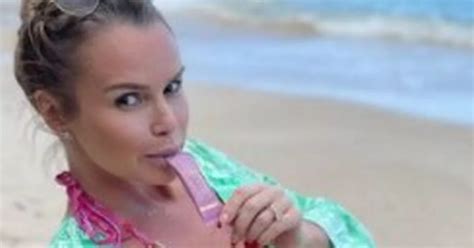 Amanda Holden 50 Slips Into Barbie Pink Bikini As Shirt Falls Open On Beach Daily Star