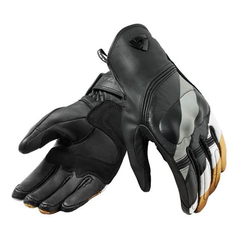 Revit Redhill Womens Leather Gloves Black Ocher Yellow Urban Rider