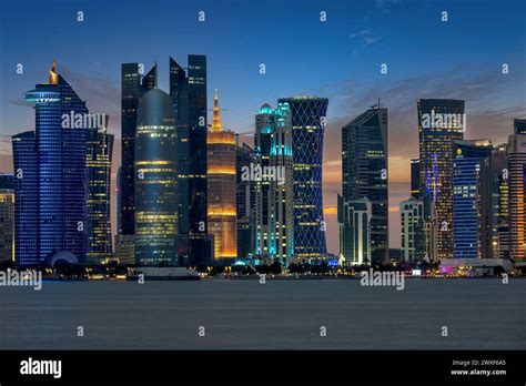 Beautiful Doha Skyline sunset sunrise Stock Photo - Alamy