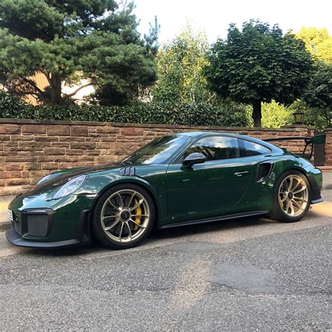 British Racing Green Porsche 911 Gt2 Rs With White Gold Metallic Wheels