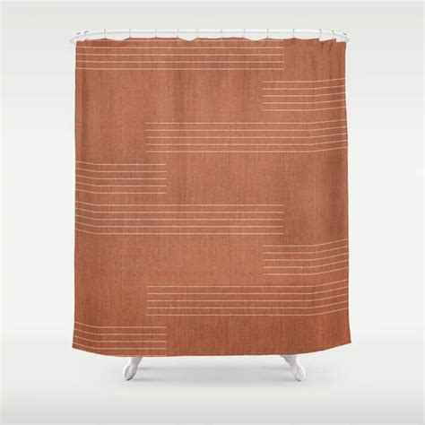 Minimal Pattern Boho Prints Terracotta Shower Curtain Brown Shower