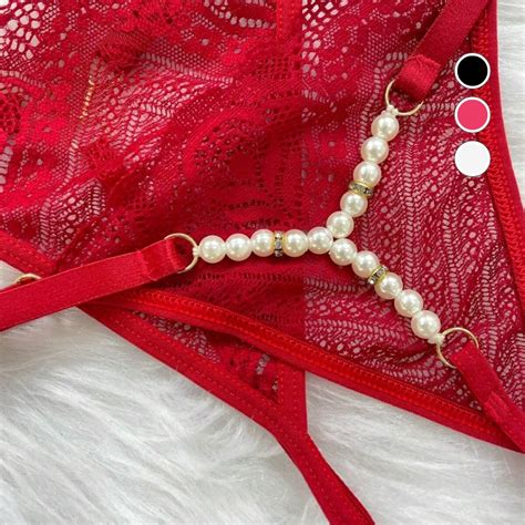 Tanga Renda Regulagem Tailandesa Strass Calcinha Rendada Fio Dental Sexy Lingerie Shopee Brasil