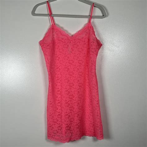 Hot Pink Lace Slip Dress Great Condition Depop