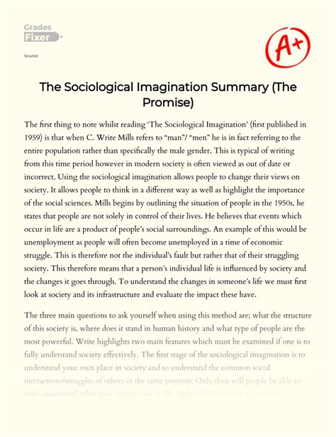 Review Of The Sociological Imagination By C Write Mills Essay