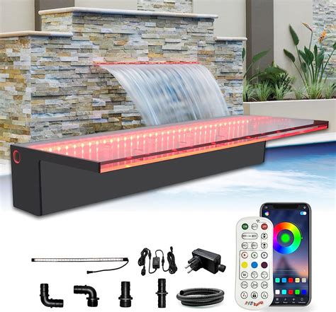 LONGRUN App Bluetooth contrôle Acryl Pool Fountain 60cm Pond Waterfall