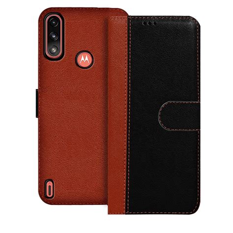 Hupshy Faux Leather Flip Case Back Cover For Motorola Moto E7 Power Foldable Stand And Inside