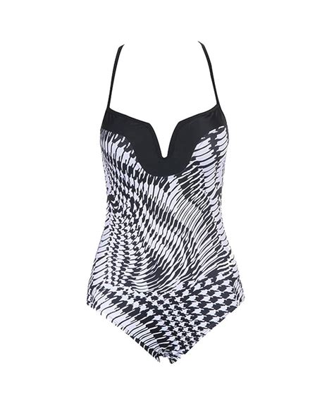 Mengmiao Damen Retro Badeanzug Tiefer V Ausschnitt Neckholder Bikini Strand Swimwear Amazon De