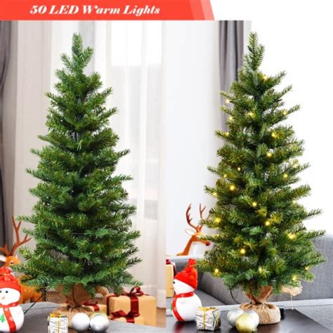 Costway 3Ft Pre-Lit Spruce Tabletop Christmas Tree Lights Timer, 1 unit ...