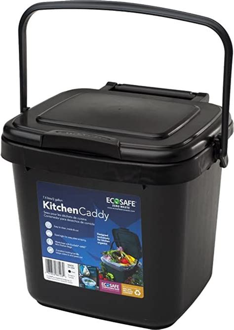 Ecosafe Kitchen Caddy Kcblk Food Waste Bin Plastic 2 Gallon Black