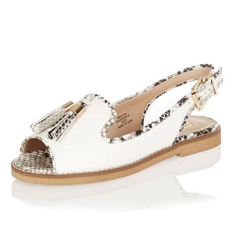 Lyst - River Island White Peep Toe Sling Back Sandals in White