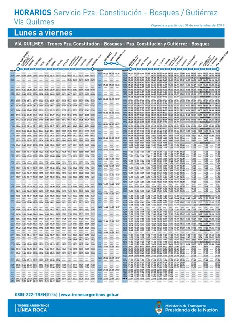 Horarios Ferrocarril Roca Bosques A Plaza Constitución Vía Temperley