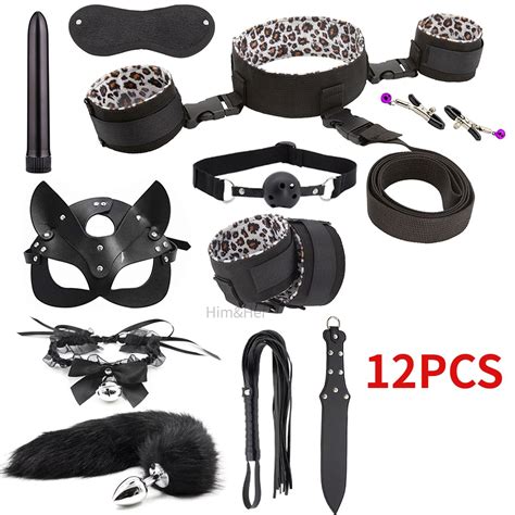 Adult Handcuffs Ball Whip Kit Bondage Set Couple SM Sex Toys For Women