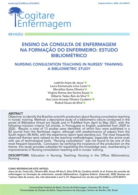 PDF ENSINO DA CONSULTA DE ENFERMAGEM NA FORMAÇÃO DO ENFERMEIRO