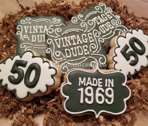 Vintage Dude Themed Cookies By Mercibeaucookies Funny 50th Birthday