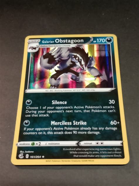 Pokemon Fusion Strike Galarian Obstagoon Holo Rare Card Nm Ebay