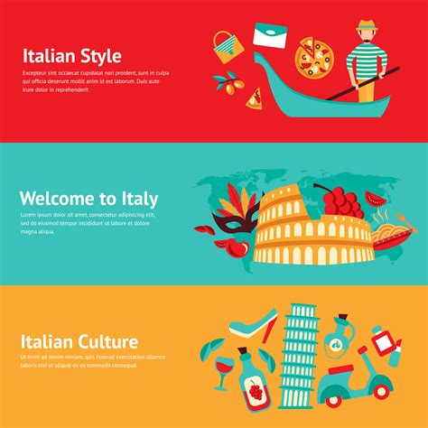 Italy Banner Set 444612 Vector Art At Vecteezy