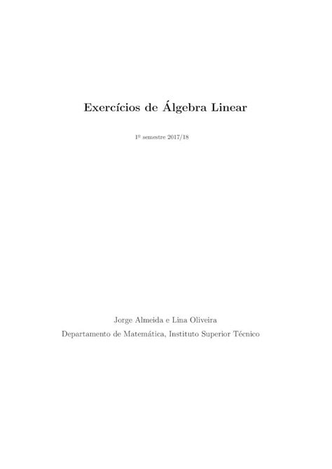 Pdf Exerc Cios De Algebra Linear Autentica O Escreva As