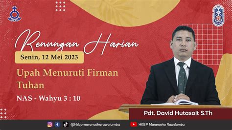 Renungan Harian Jumat 12 Mei 2023 HKBP Maranatha Rawalumbu Upah