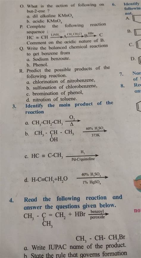 Predict The Possible Products Of The Following Reaction Filo