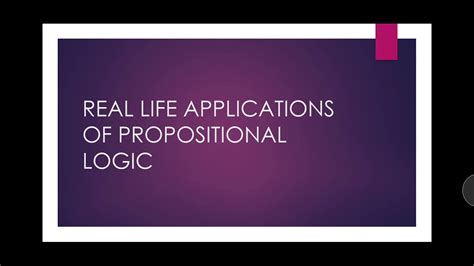 Applications Of Propositional Logic Youtube