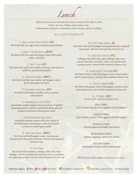 Menu - Mai Thai Restaurant