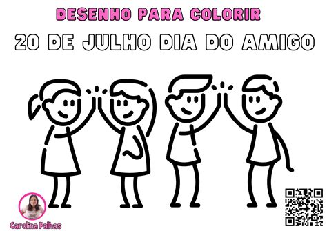 Desenho Dia Do Amigo - Desenho para colorir sobre o dia do amigo - Professora Carolina Palhas