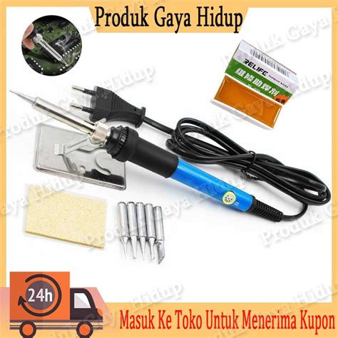 Jual Solder Iron Adjustable Fast Heating Temperature W With Tips