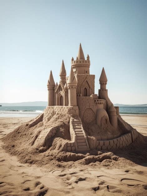 Premium AI Image | A sand castle on a beach