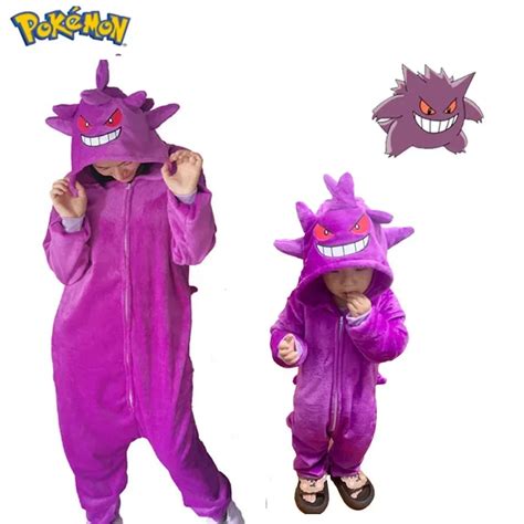 Pok Mon Gengar Cosplay Pijamas Para Homens E Mulheres Flanela Onesie