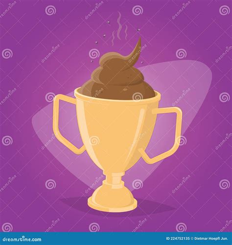 Dessin Animé D Une Récompense Négative Avec Une Coupe Trophée Pleine De Merde Illustration De