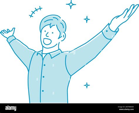 Vector Illustration Of Young Man Spreading Their Arms Stock Vector