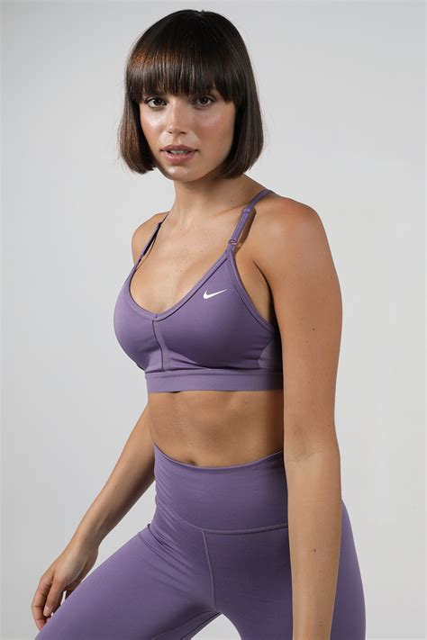 Nike Dri Fit Indy V Neck Sports Bra Amethyst Smokeamethyst Smokewhite Stylerunner