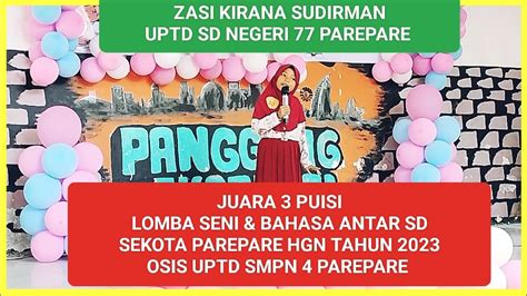 Juara Puisi Lomba Seni Bahasa Hgn Tahun Antar Sd Sekota