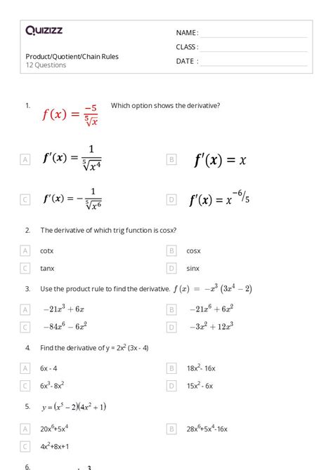 50 Chain Rule Worksheets For 12th Grade On Quizizz Free And Printable