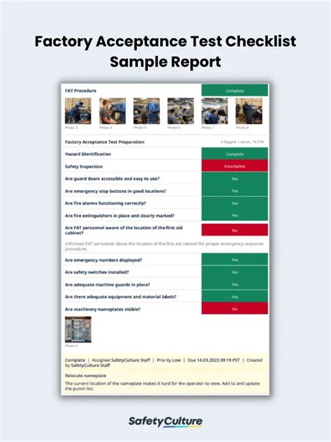 Free Factory Acceptance Test Checklists Pdf Safetyculture