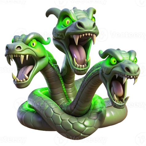 dramatic classic A fearsome hydra, with multiple serpentine heads