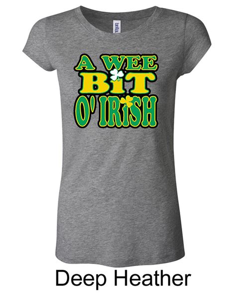 Ladies Shirt A Wee Bit Irish Shamrock Longer Length Tee T Shirt A Wee