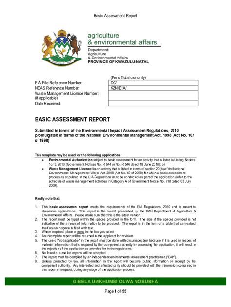 Fillable Online Final Basic Assessment Report GCS Fax Email Print