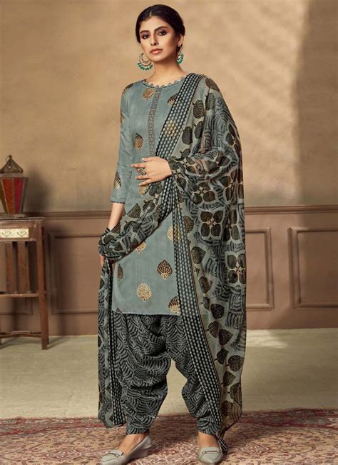 Buy Cotton Semi Patiala Salwar Kameez Online