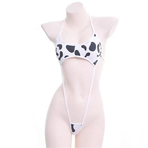 Intimates Sleepwear Cow Print Microkini Cow Print Mini Backless One Piece Micro Bikini