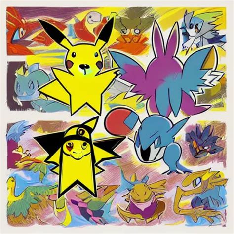 Pokemon Vector Illustration Drawn By Andy Warhol Stable Diffusion